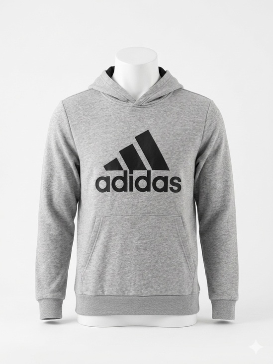 adidas Sweaters - Adidas Essentials Big Logo Hoodie - Heather Gray Classic Sportswear